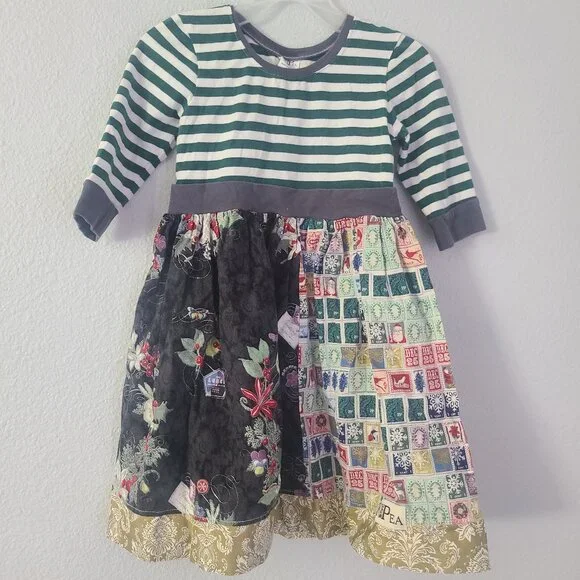 KPea toddler girl Patchwork Christmas Holiday Dress Size 5T - Picture 1 of 11